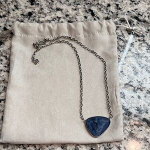 Kendra Scott Silver Necklace with Deep Blue Stone